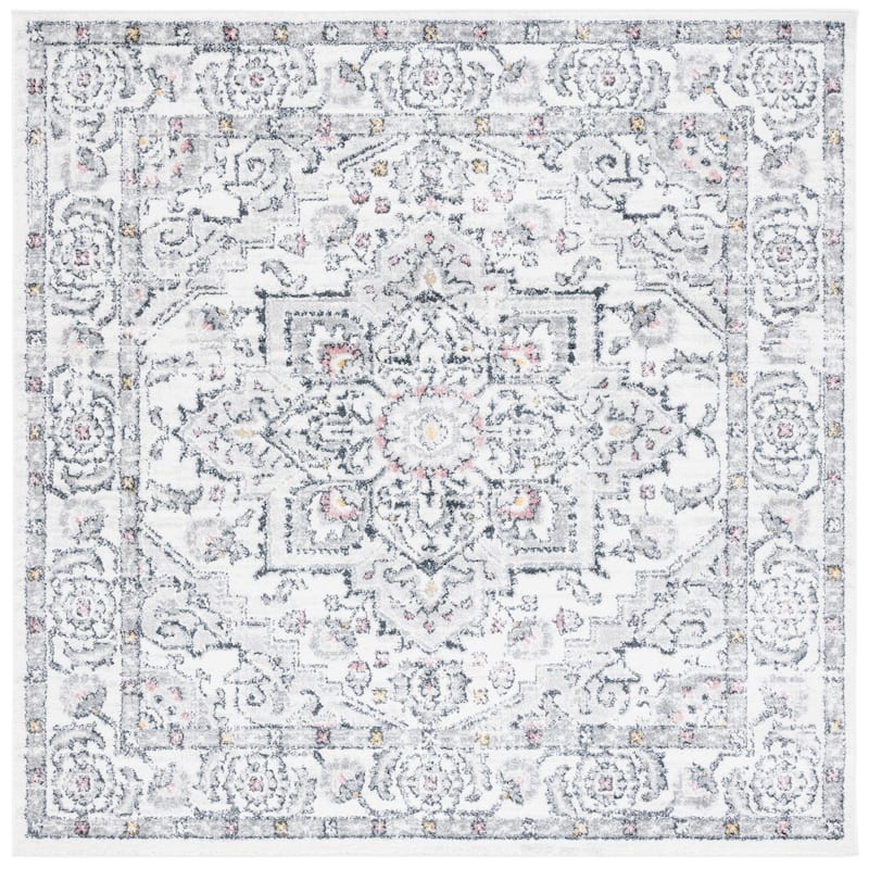 SAFAVIEH Layla Janine Modern Rug - 6'7" Square - Ivory Grey/Charcoal