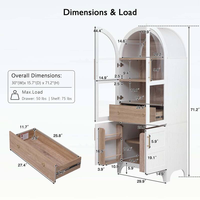 71 Inch Tall Cabinet for Versatile Storage and Elegant Farmhouse Design