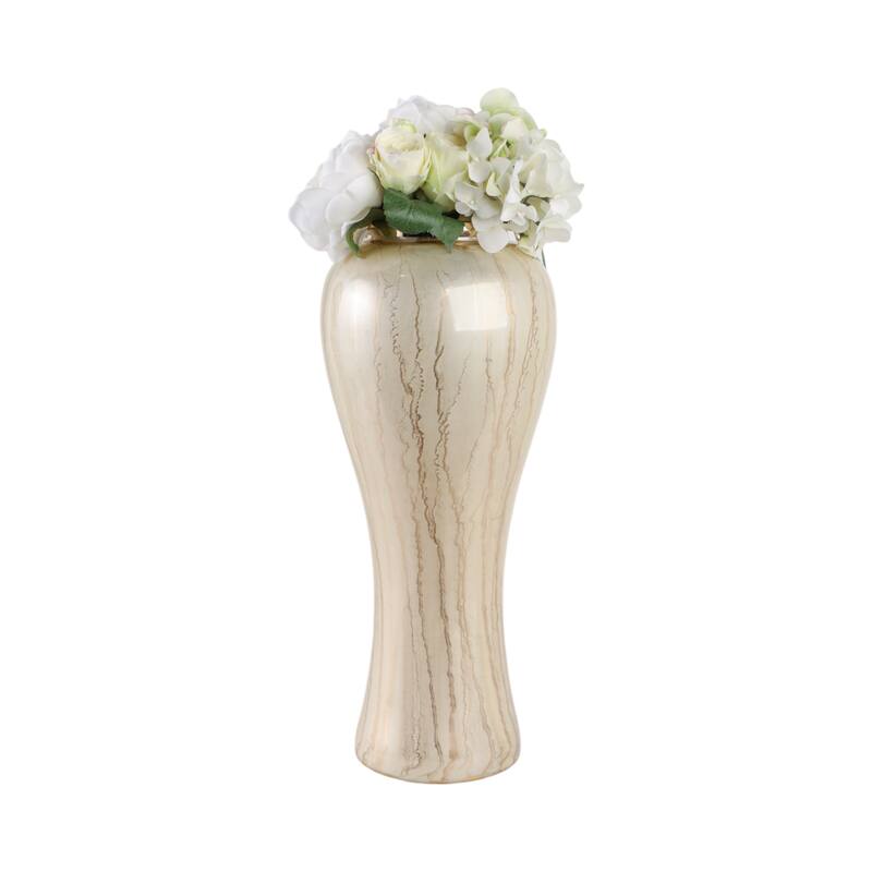 Glass Floor Vase with Tapered Body Rounded Lip Modern Glam Accent