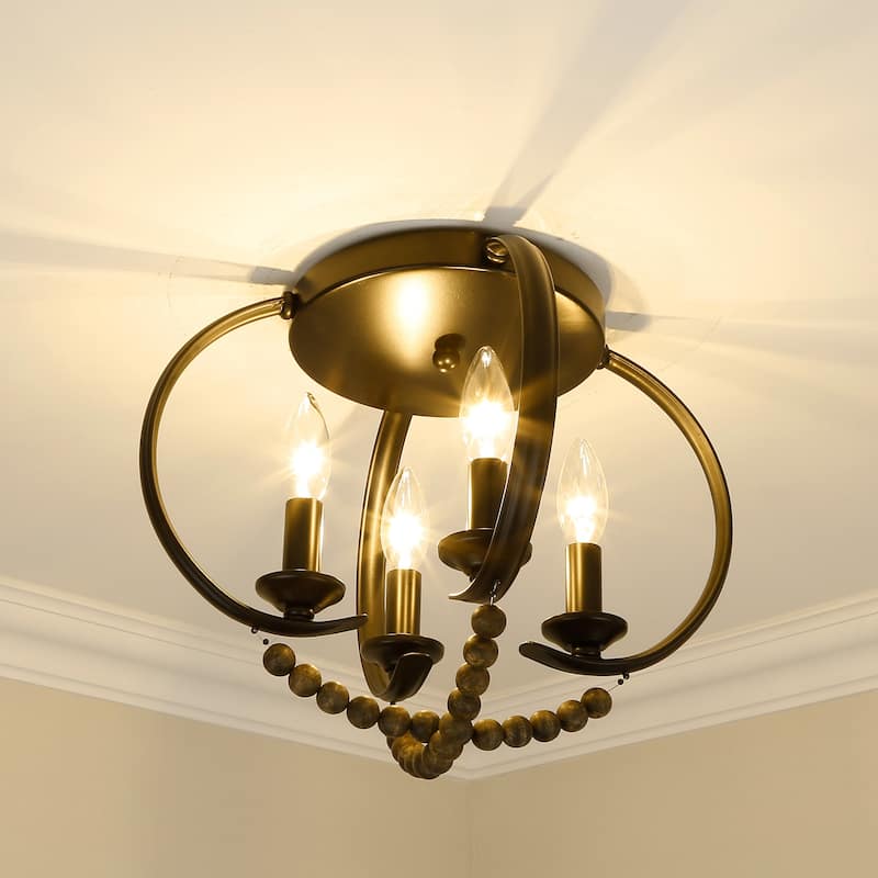 Golden Lighting Flori 4-light Flush Mount in Matte Black