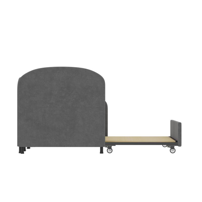 Twin Size Velvet Upholstered Flower Design Daybed with Storage Drawer, Multi-Functional Sofa Bed for Kids Room, Living Room