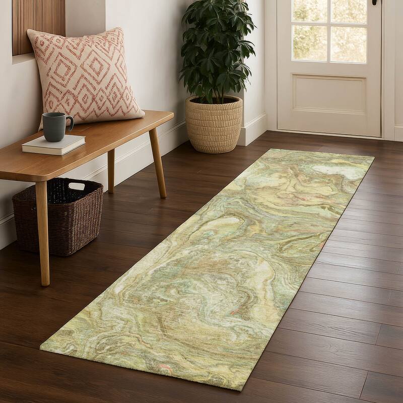 Premium Washable Super Soft Modern Contemporary Mayfield Rug - Gold - 2'3" x 7'6"
