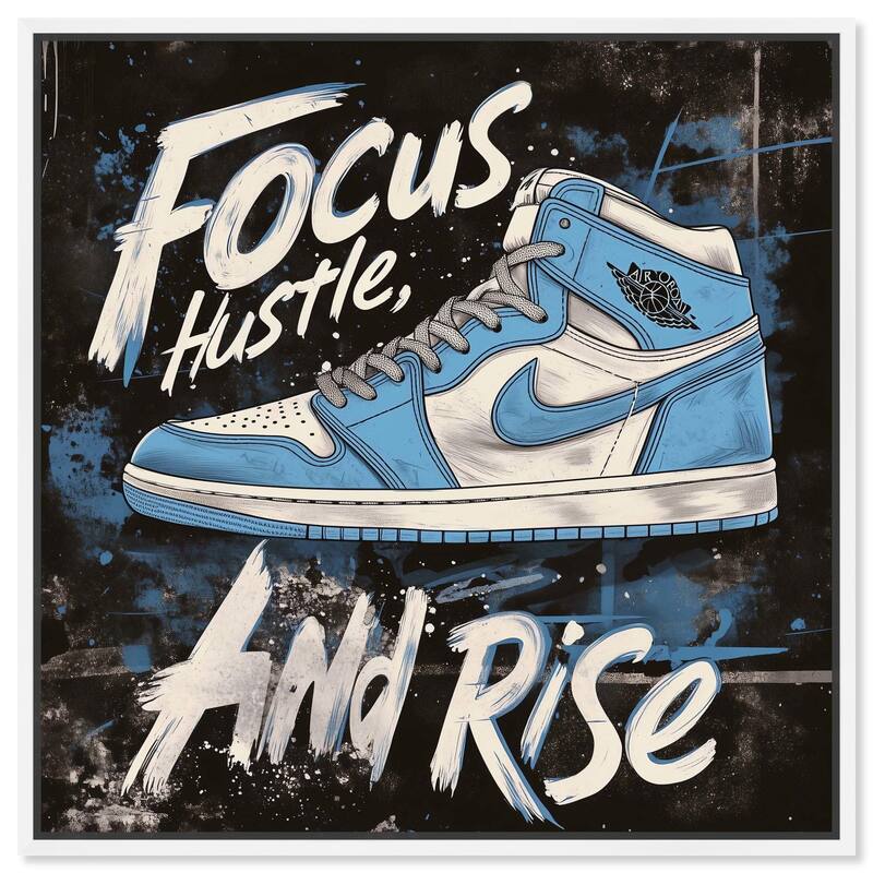 Hustle and Rise Sneaker Canvas by Art Remedy - White - 30" x 30"