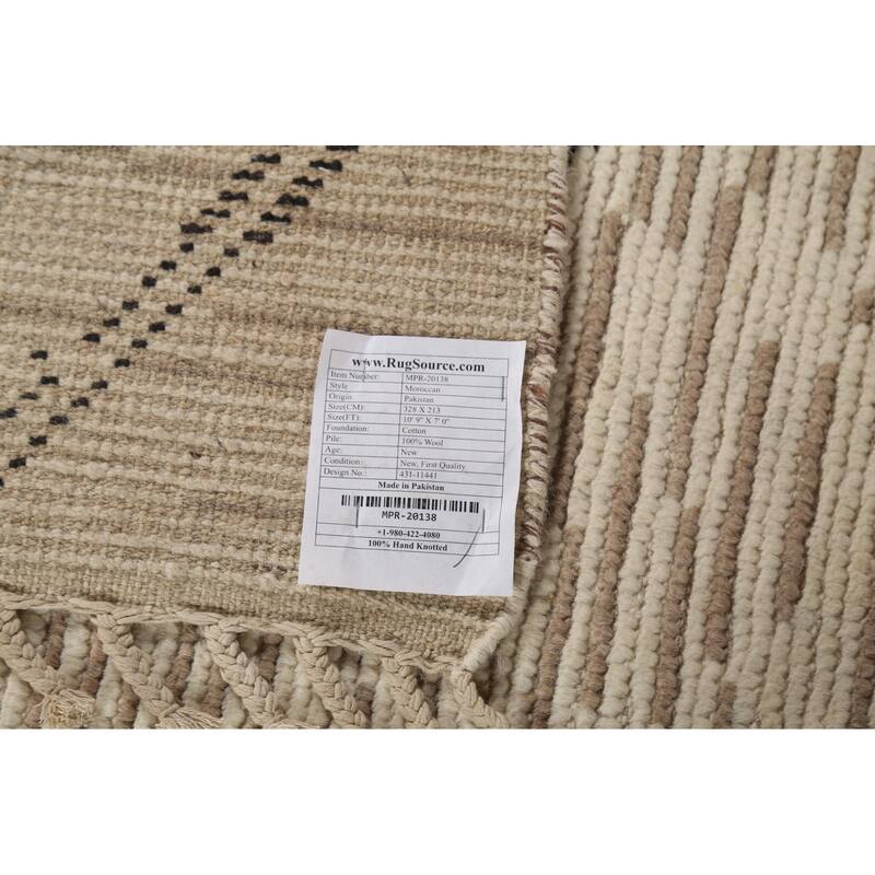 Earth Tone Moroccan Rug Hand-Knotted Wool Carpet - 7'0"x 10'9"
