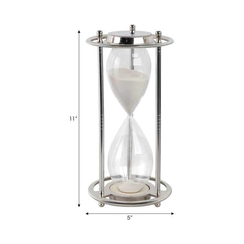 Metal Aluminum Hourglass Decorative Object Modern Contemporary Display - 5" x 5" x 11"