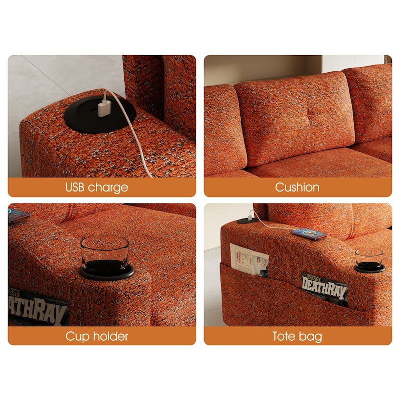 Convertible Combination Sofa Sofa L-Shaped Sofa With Footstools With Storage,3-Seater Combination Sofa