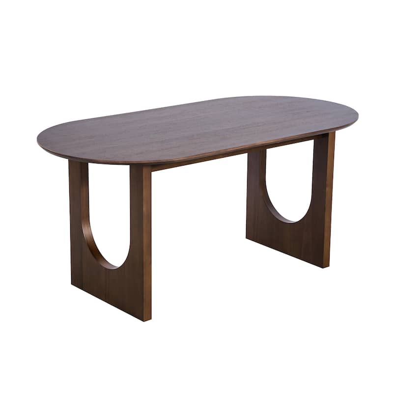 Solid Wood Dining Table Oval Kitchen Tables with Arched Legs Modern for Dining Room