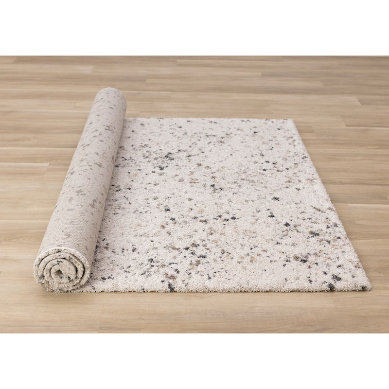 White Grey Black Speckled Soft Plush Rug