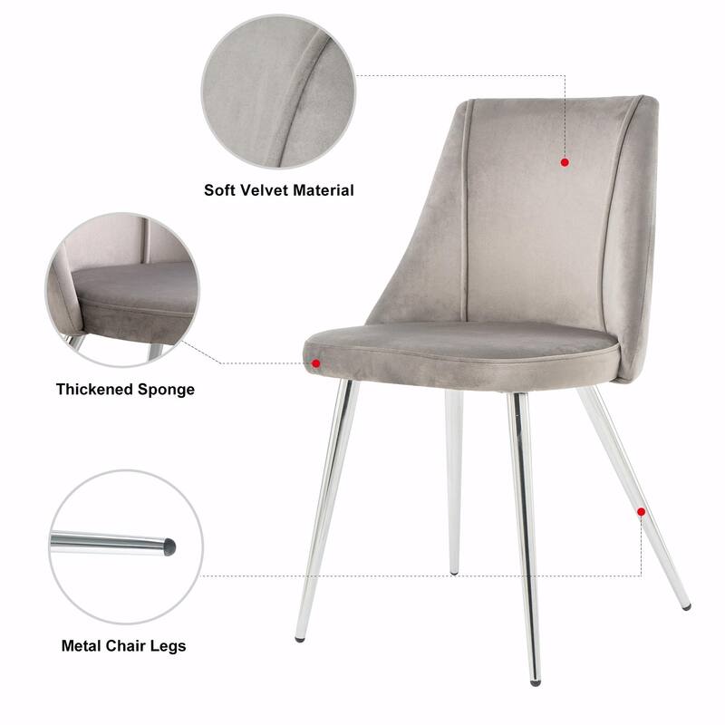 Modern Light Luxury Dining Chairs with Metal Legs-Set of 4