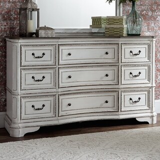 Magnolia Manor Antique White Weathered Bark 9 Drawer Dresser