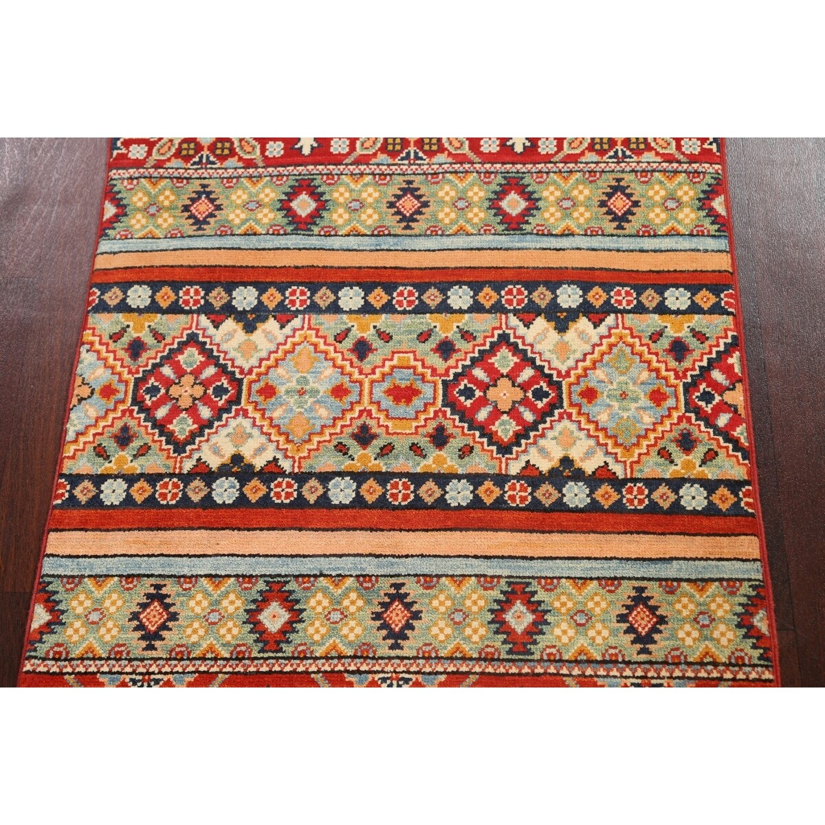 Small 4x3 Handmade Kazak Geometric Rug Caucasian Hand Knotted Handwoven  Woolen