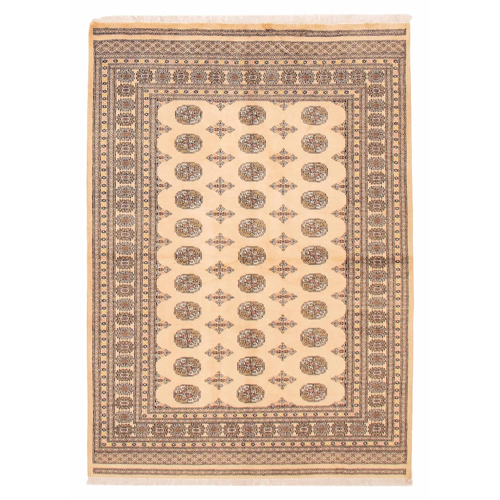 ECARPETGALLERY Hand-knotted Peshawar Bokhara Ivory Wool Rug - 5'7 x 8'0