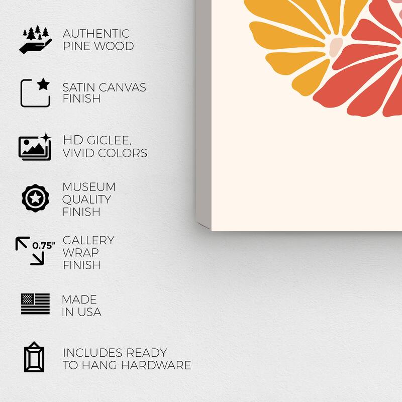 Wynwood Studio Canvas Floral and Botanical Floral Cake Orange and Dark Orange Modern & Contemporary Wall Art Canvas Print
