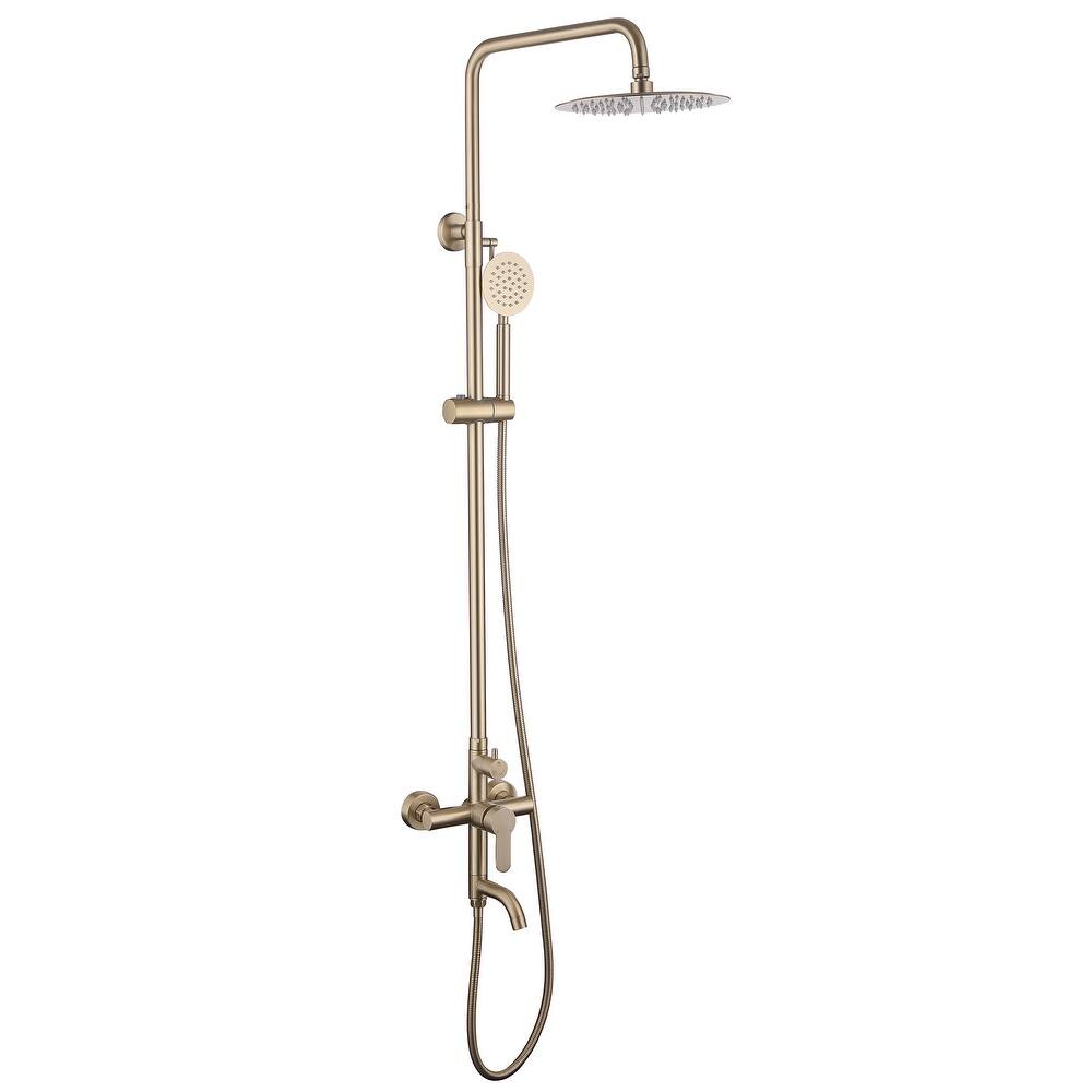 47"H 3-Function 304 Stainless Steel Wall-Mounted Outdoor Shower with Footwash
