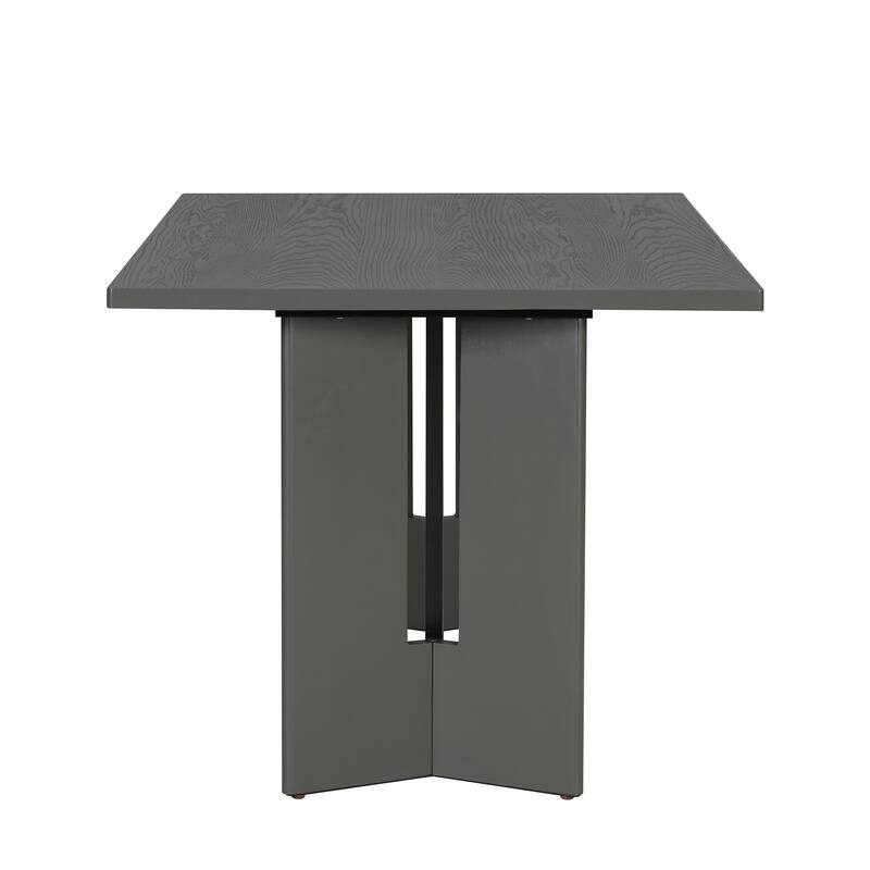 Roomfitters Farmhouse Wood Dining Table, 60" Rectangular Table with Cutout Legs for Dining Room & Living Room