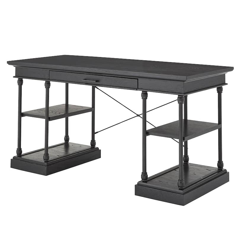 Barnstone Cornice 1-drawer Storage Writing Desk by iNSPIRE Q Artisan - Black