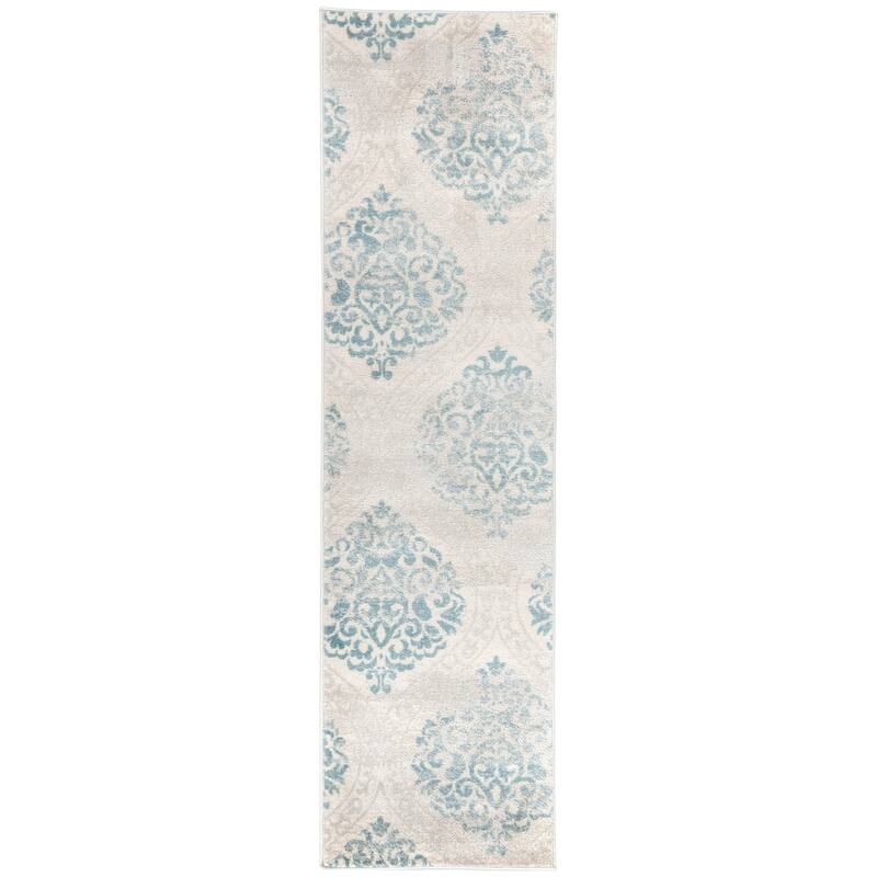 Porch & Den Pascuzzi Distressed Floral Damask Area Rug