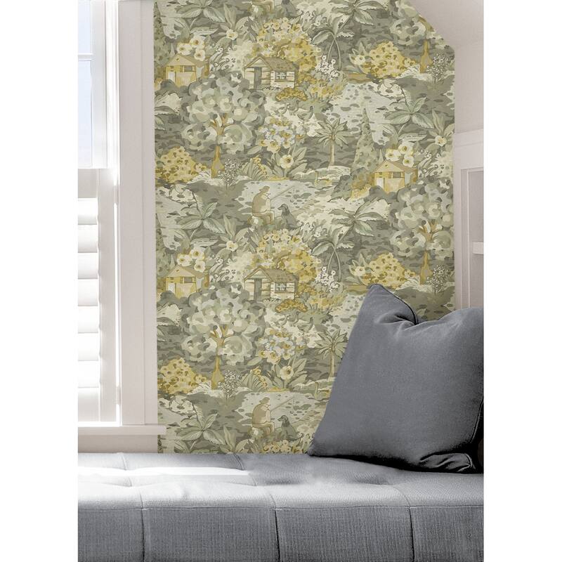 Caroline et Bettina Yellow Grey le Forestier Peel & Stick Wallpaper