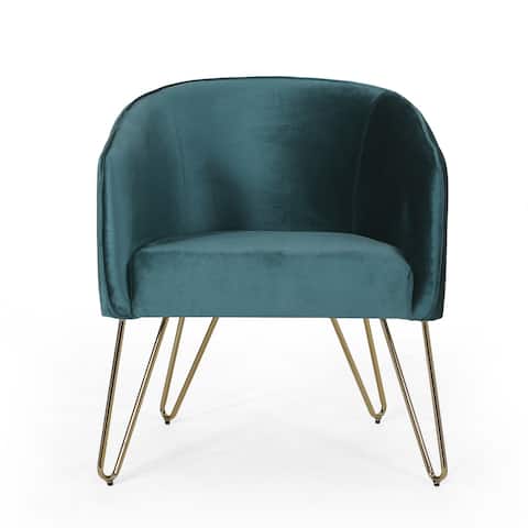 Grelton Modern Glam Velvet Club Chair with Hairpin Legs by Christopher Knight Home - 27.50" L x 24.50" W x 31.00" H