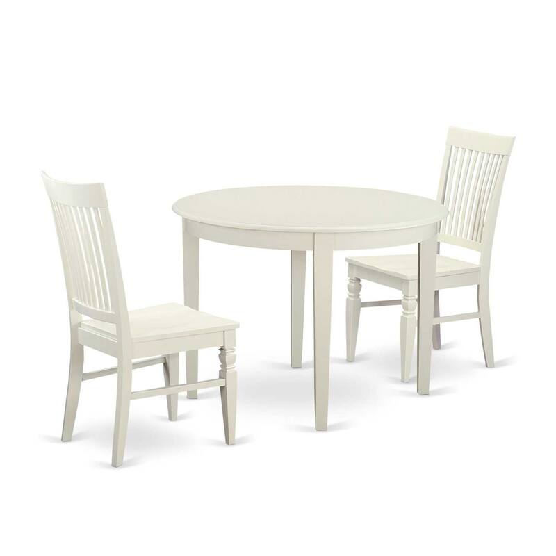 HomeStock 3-Piece White Finish Solid Wood Top Dining Table Set