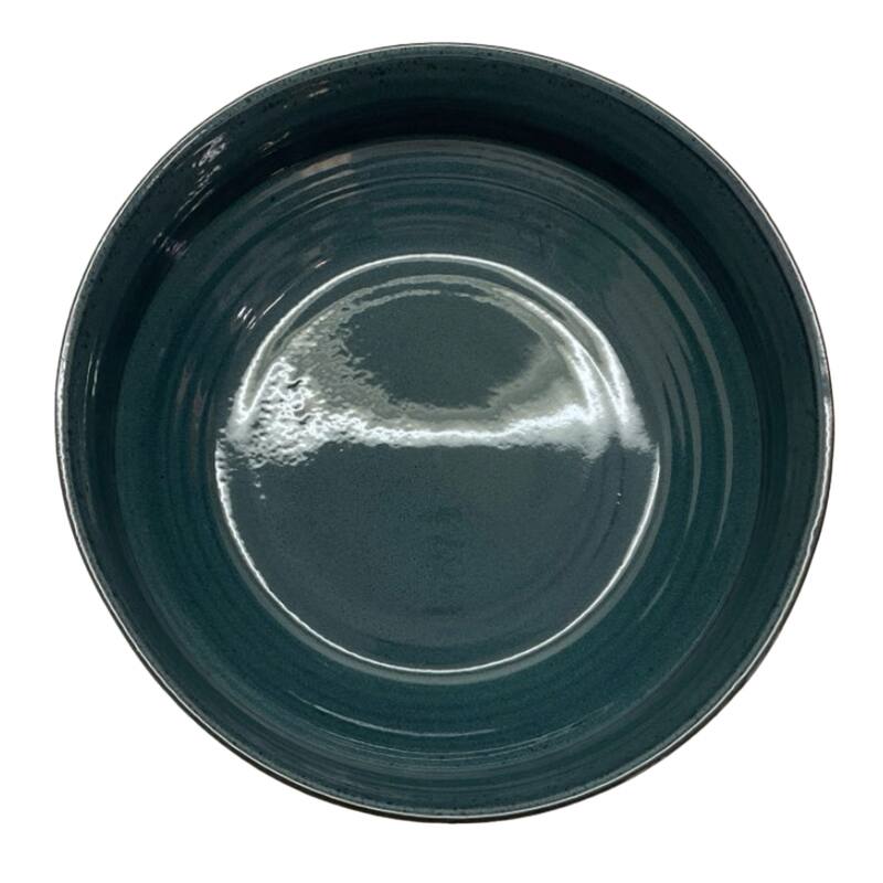 Decorative Round Terracotta Bowl with Glazed Finish - 12", Blue - 12.0"