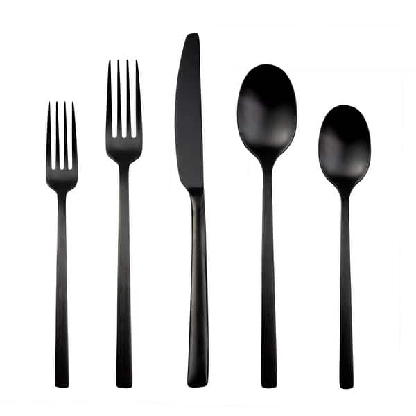 slide 2 of 6, Cambridge Beacon Black Satin 20-Piece Flatware Set