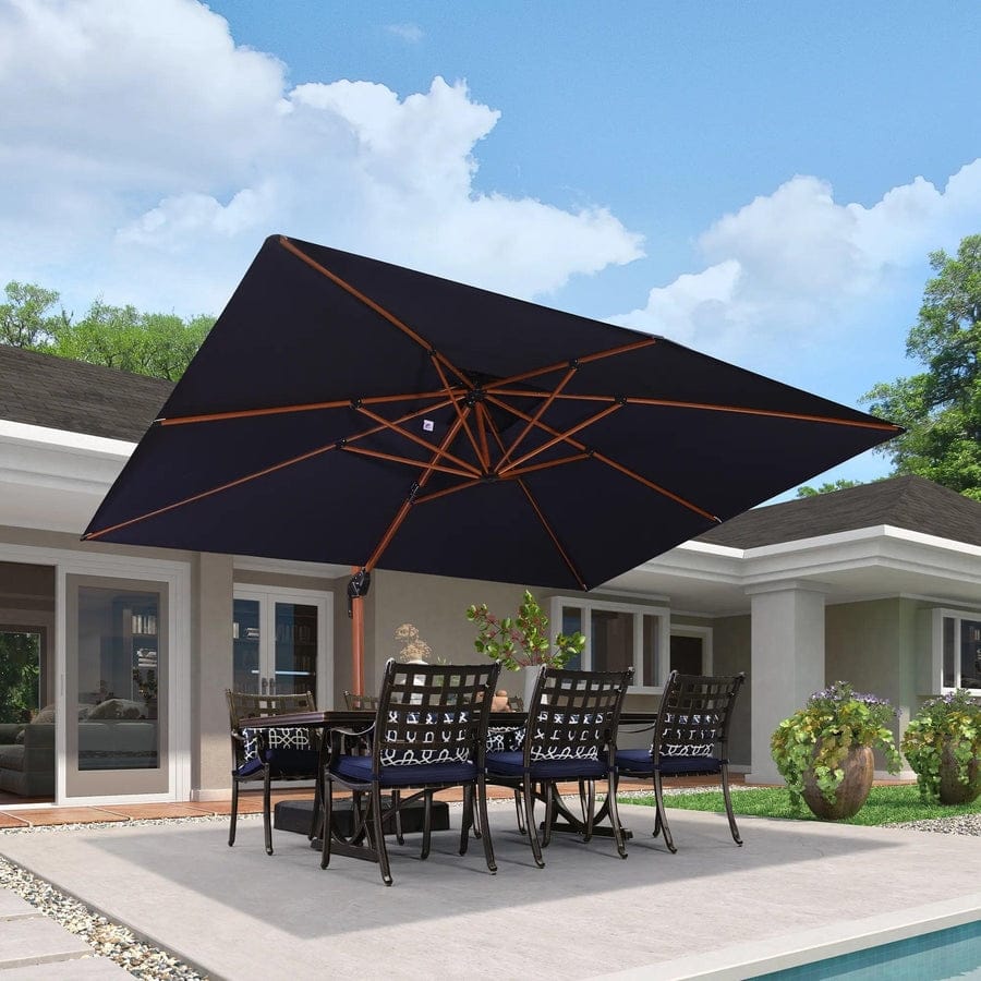 PURPLE LEAF 10 x 13ft Rectangle Wood Pattern Patio Cantilever Umbrella