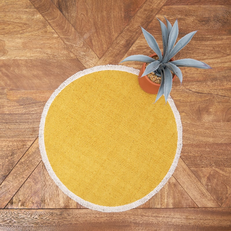 Fringed Dandelion Round Placemats Set of 6, 15"