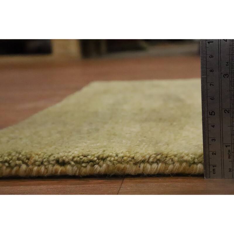 Hand Knotted Oriental 100% Wool Carpet Modern Solid Green Gabbeh Area Rug - 3' 3'' X 2' 2''