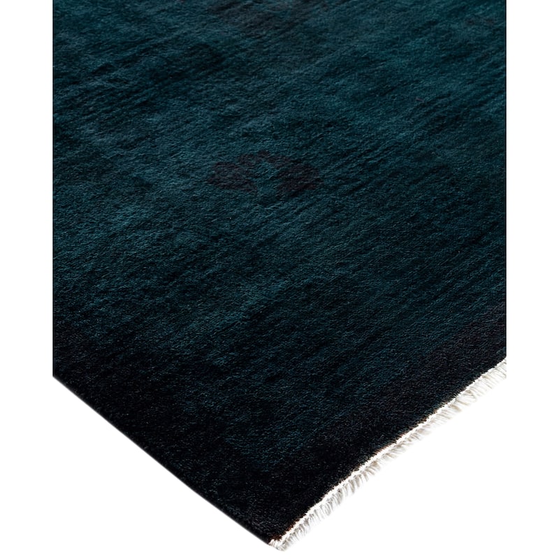 Overdyed One-of-a-Kind Hand-Knotted Area Rug - Blue - 9' 2" x 12' 1"