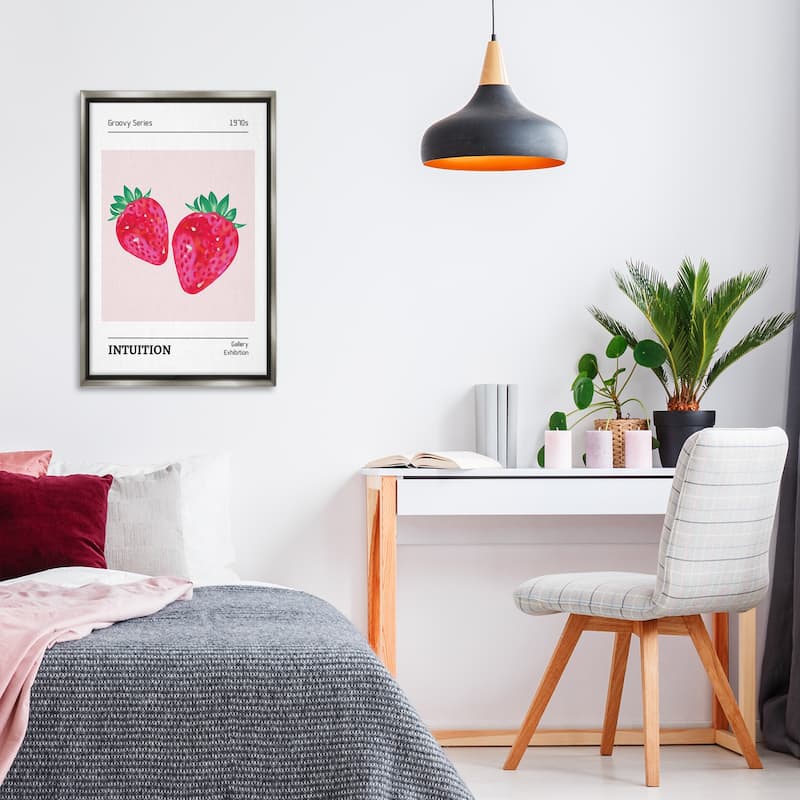 Stupell Intuition Phrase Strawberries Framed Floater Canvas Wall Art Design By LSR Design Studio
