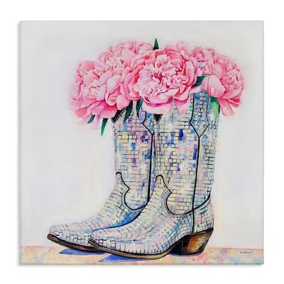 Stupell Floral Shimmering Cowgirl Boot Canvas Wall Art Design By Amanda Greenwood