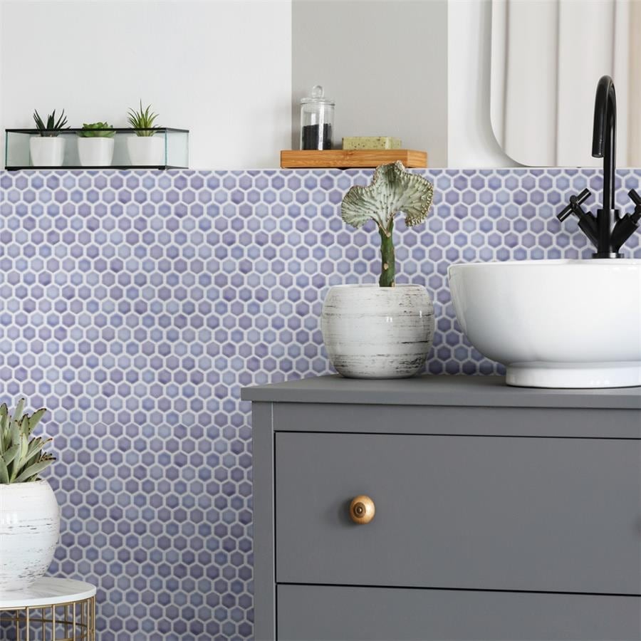Merola Tile Hudson 1" Hex Lavender 11-7/8" x 13-1/4" Porcelain Mosaic Floor and Wall Tile