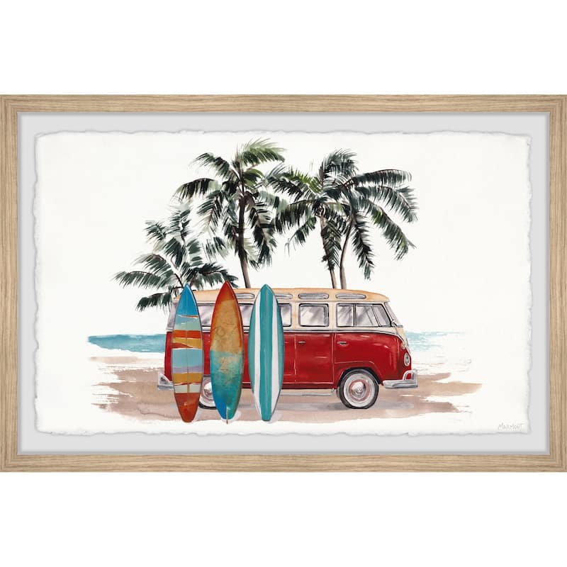 'Red Surf Van' Framed Painting Print