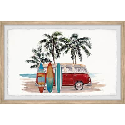 'Red Surf Van' Framed Painting Print
