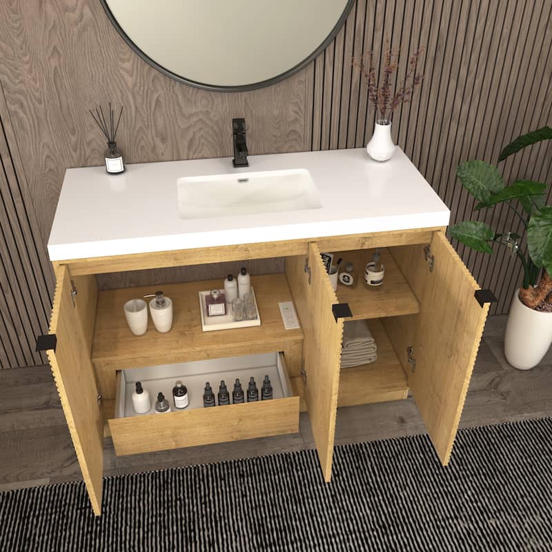 Milano 48" Freestanding Bathroom Vanity with White Acrylic Sink