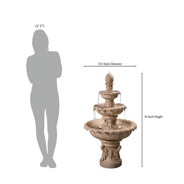 Antoni Sandstone Finish Outdoor Floor Fountain - 26" x 45"
