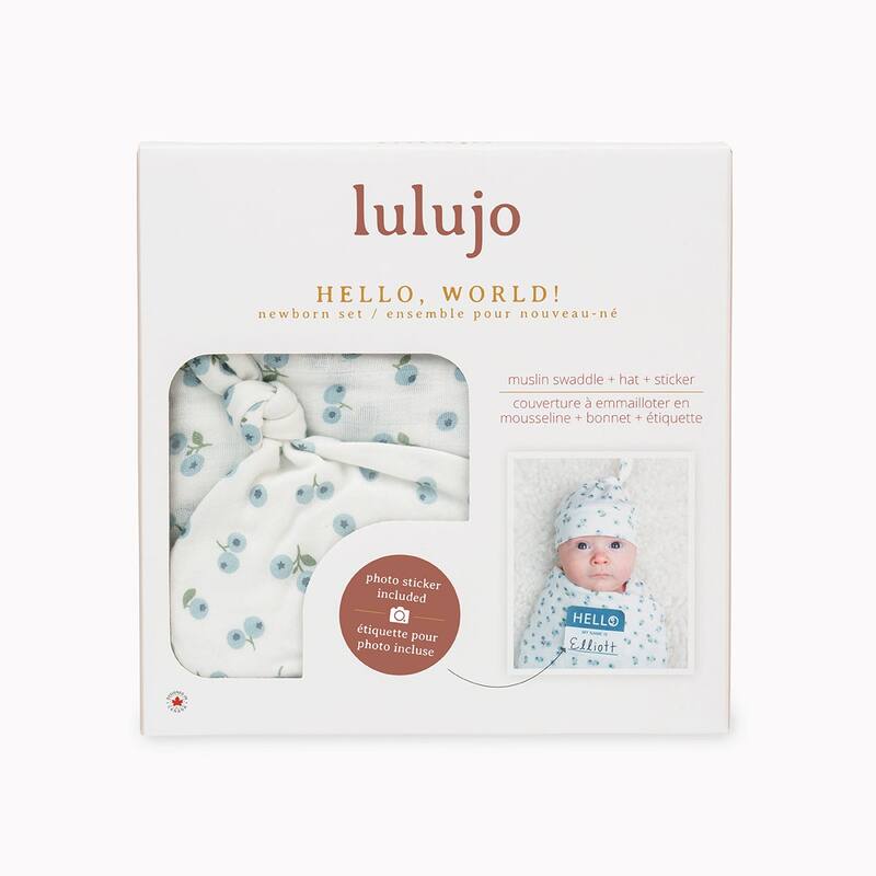 lulujo Hello World Hat & Swaddle Set