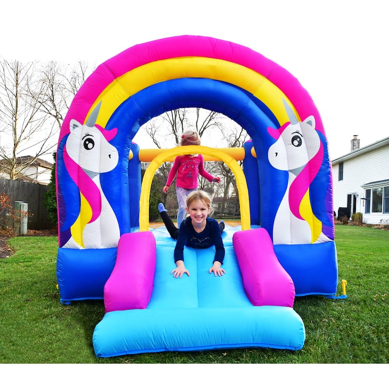 Bounceland Rainbow Unicorn Bounce House with blower