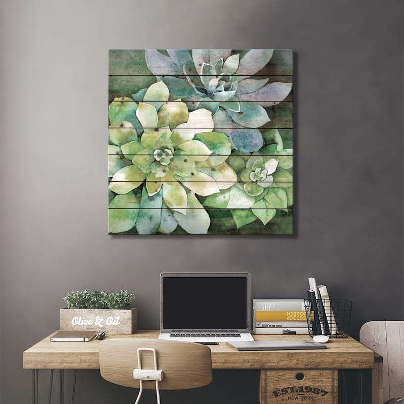 Summer Succulents Print On Wood by Conrad Knutsen - Multi-Color