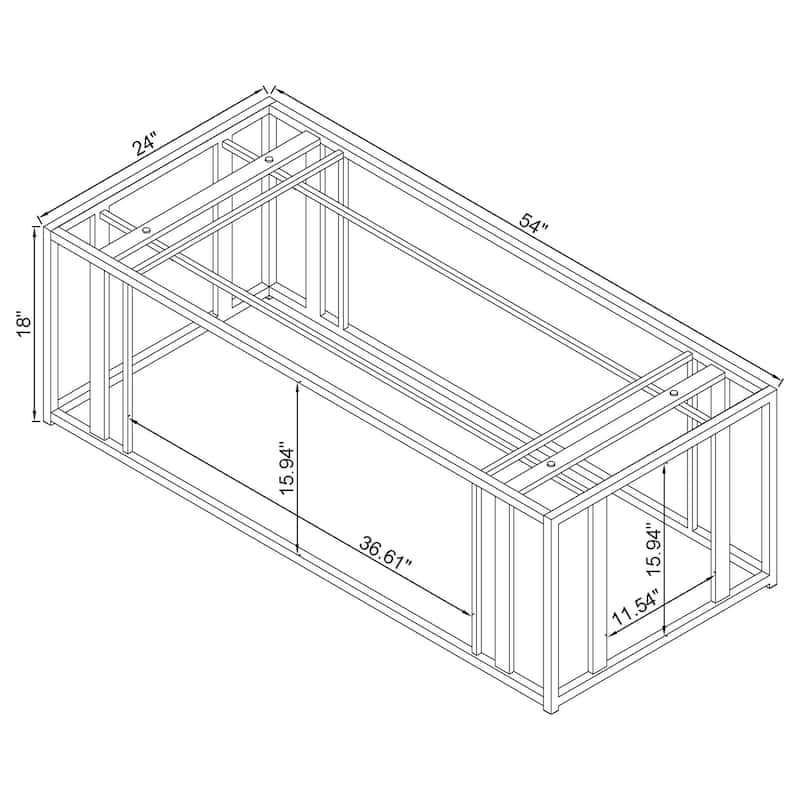 Adri Rectangular Glass Top Metal Frame Coffee Table