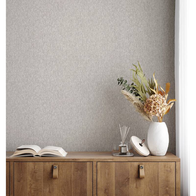 Herringbone Grey Tweed Wallpaper