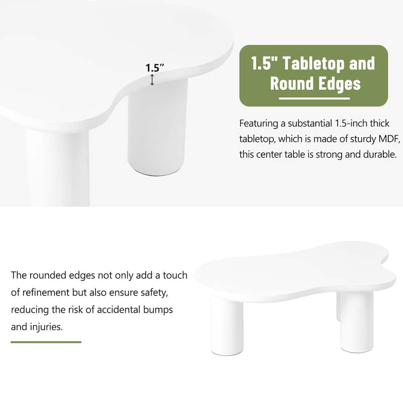Unique Center Table Coffee Table, White Cloud Shaped End Table Decorative Table Sofa Table for Living Room