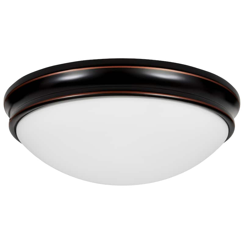 Access Lighting Atom - 2-Light 13" Flush Mount - Oil Rubbed Bronze Finish - Opal Glass Shade - Replaceable LED