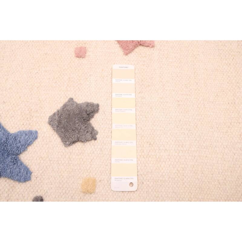 ECARPETGALLERY Flat-Weave Nevada Cream Wool Kilim - 4'0 x 5'9