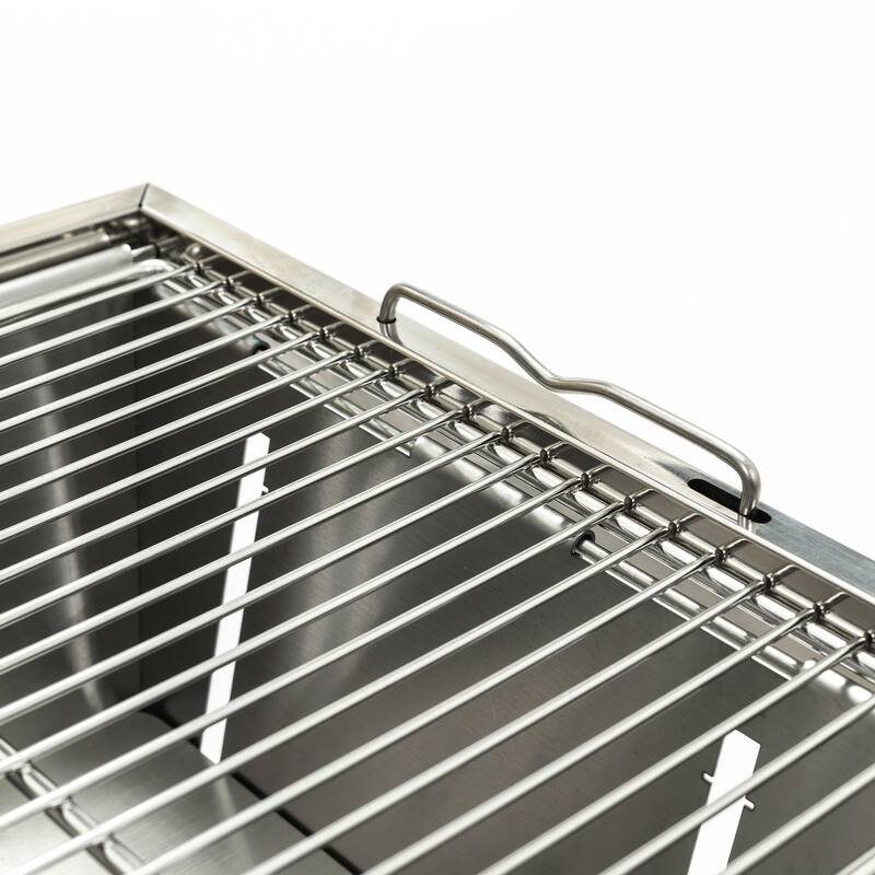 Portable BBQ Outdoor Charcoal Grill Set Stainless Steel Grill with Foldable, for Picnic Patio and Camping