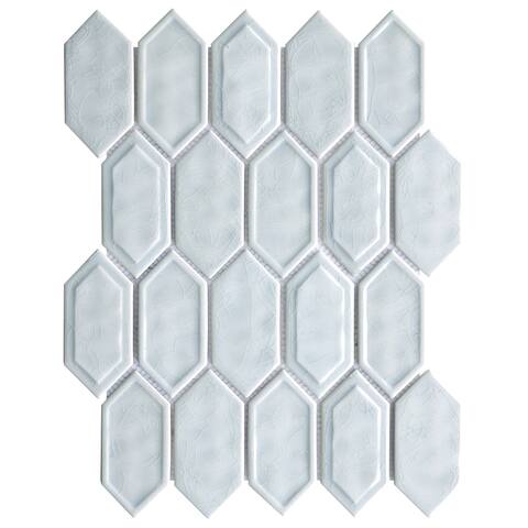 TileGen. Recycle Classic Bianaca Glass Mosaic in Ice Crack Blue Wall Tile (10 sheets/8.8sqft.)