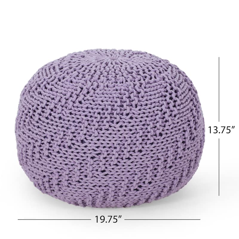 Bordeaux Knitted Cotton Round Pouf