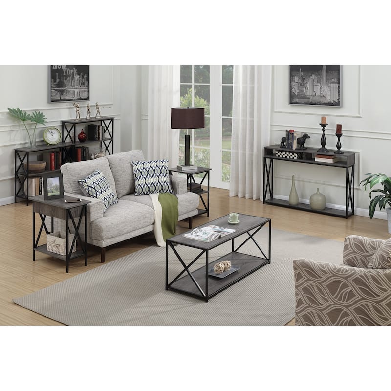 Wedge End Table - Modern Side Table with Shelf - Black/Gray Accent Furniture - 23.75