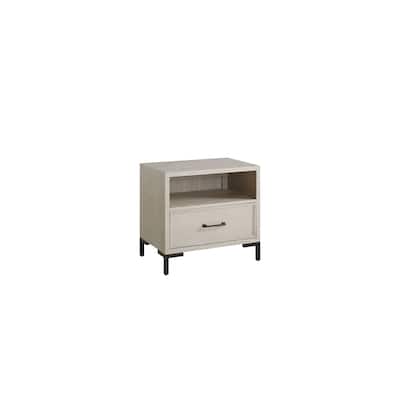 Bradley 1-Drawer Wood Nightstand with Shelf, Antique White